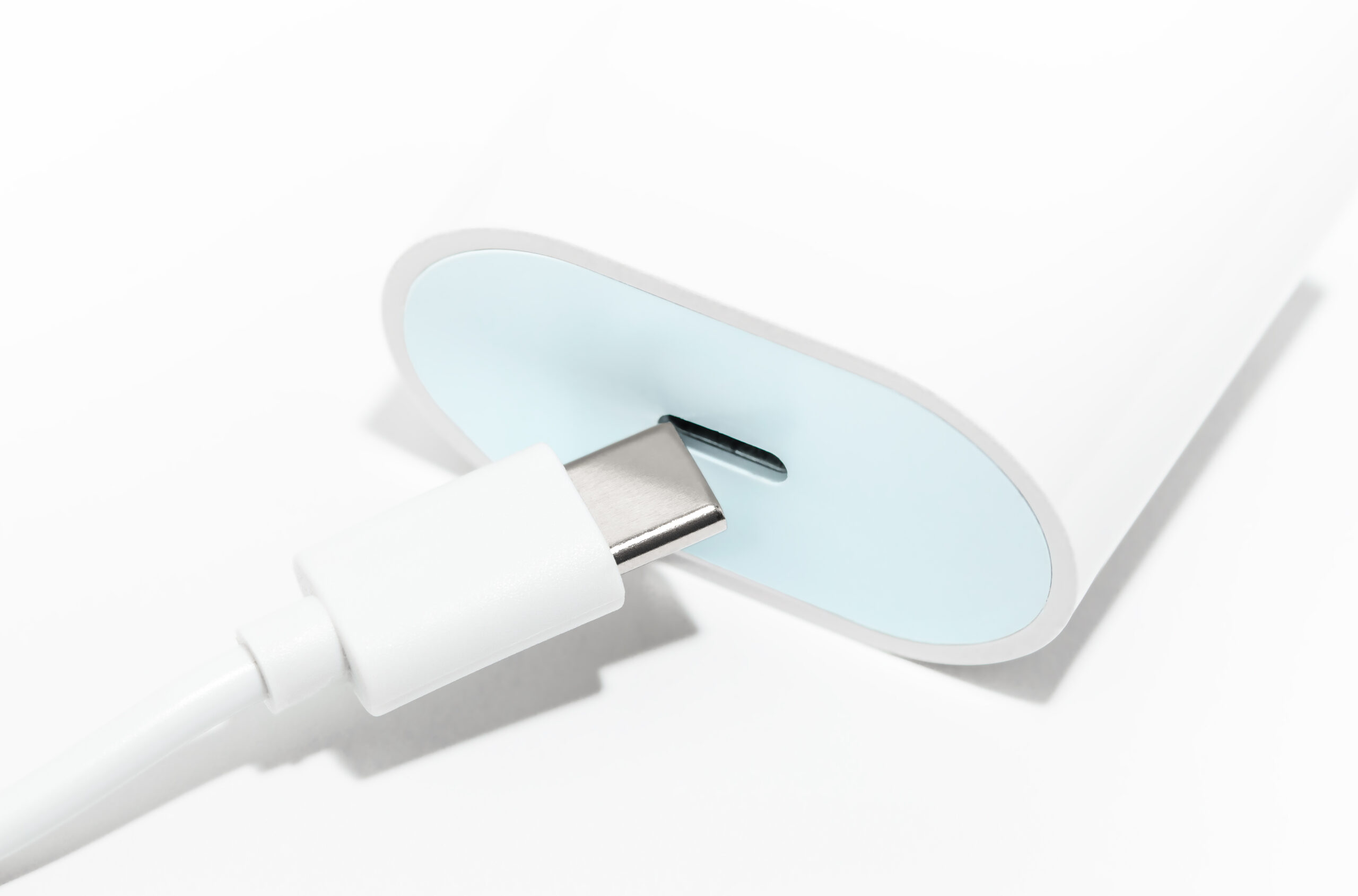 Charger and USB cable type-c, with shadow.